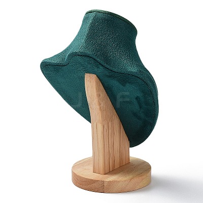 Velvet Bust Necklace Display Stands with Wooden Base ODIS-Q041-02A-01-1