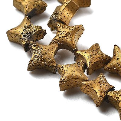 Electroplated Natural Lava Rock Beads Strands G-A251-C01-01G-1