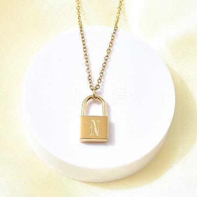 304 Stainless Steel Rolo Chain Pendant Necklaces NJEW-S444-01G-14-1