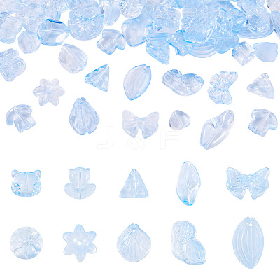64Pcs Gradient Color Transparent Glass Beads GLAA-TA0003-48B-1