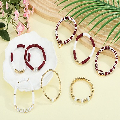 1 Set Handmade Polymer Clay Heishi Beads Stretch Bracelets Set BJEW-SZ0002-67B-02-1