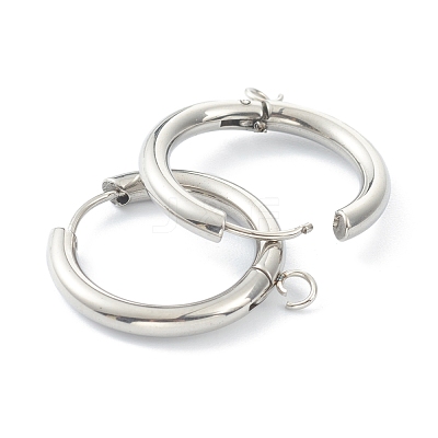 Tarnish Resistant 201 Stainless Steel Huggie Hoop Earring Findings STAS-P283-01J-P-1