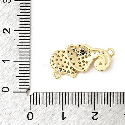 Brass Micro Pave Clear and Black Cubic Zirconia Elephant Connector Charms KK-A296-44A-G-1