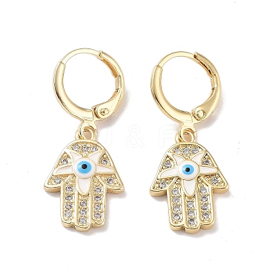 Golden Brass Dangle Leverback Earrings EJEW-L269-014G-02-1