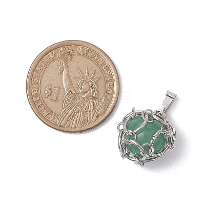 Stainless Steel Braided Pacrame Pouch Gemstone Pendants PALLOY-JF02735-02-1