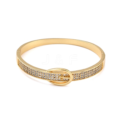 Clear Cubic Zirconia Clasp Shape Bangle BJEW-I298-27G-1