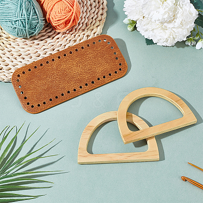 2Pcs Wood D Shaped Handles Replacement DIY-PH0030-01A-1