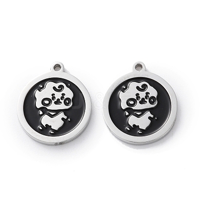 304 Stainless Steel Black Enamel Charms STAS-M102-17P-04-1