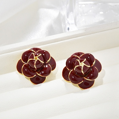 Brass Flower Stud Earrings EJEW-A121-20G-1