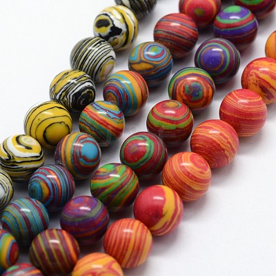 Synthetic Malachite Beads Strands G-I199-32-8mm-1
