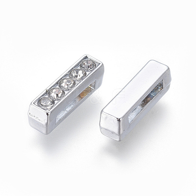Alloy Initial Slide Charms with Grade A Rhinestones ALRI-R032-I-FF-1