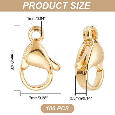100Pcs 304 Stainless Steel Lobster Claw Clasps STAS-PH0004-73-1