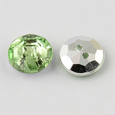 2-Hole Taiwan Acrylic Rhinestone Flat Round Buttons BUTT-F015-24mm-34-1