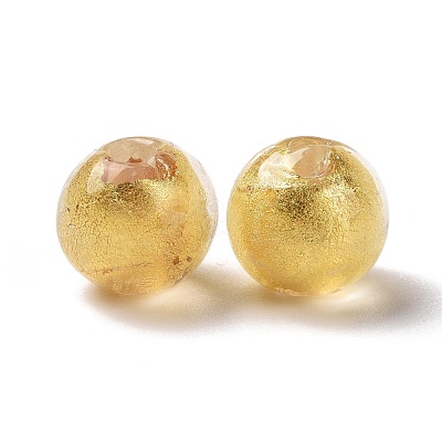 Handmade Gold Foil Lampwork Glass Beads FOIL-E003-02F-1