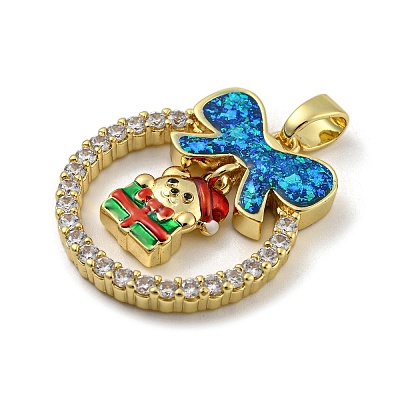 Christmas Brass Micro Pave Cubic Zirconia Pendants KK-H468-01D-02G-1