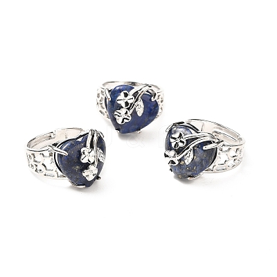 Natural Lapis Lazuli Adjustable Rings RJEW-P043-03P-13-1