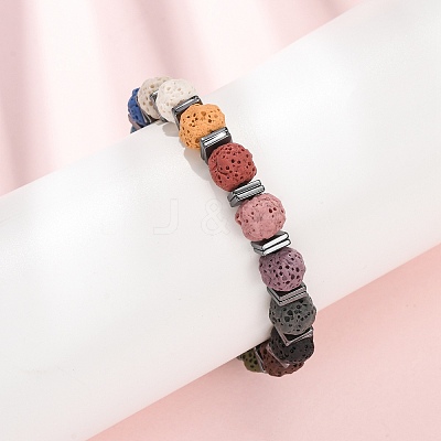 Chakra Round Dyed Natural Lava Rock Braided Bead Bracelets GG-CBA922D-01-1