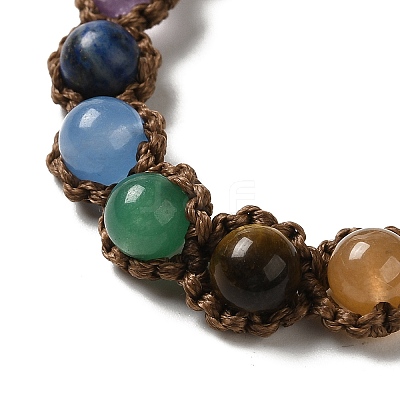 6.5mm Round Gemstone Braided Bead Chakra Bracelets BJEW-K225-02-1