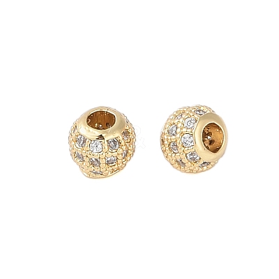 Rack Plating Brass Micro Pave Clear Cubic Zirconia Beads KK-Z060-21G-1