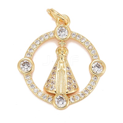 Rack Plating Brass Cubic Zirconia Pendants Findings KK-E275-24G-1