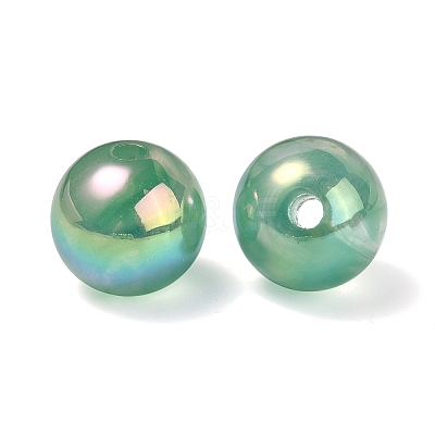 UV Plating Rainbow Iridescent Acrylic Beads OACR-F004-04F-1
