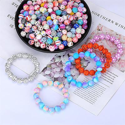 Printed Round with Ghost Pattern Silicone Focal Beads SI-JX0056A-129-1