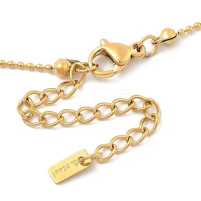 Ion Plating(IP) 304 Stainless Steel Crystal Rhinestone Flat Round & Heart Pendant Ball Chain Necklaces for Women NJEW-F328-05G-1
