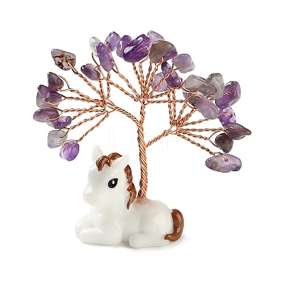Natural Amethyst Chips Tree of Life Decorations DJEW-A017-01I-1