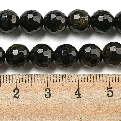 Natural Golden Sheen Obsidian Beads Strands G-E571-A01-02-1
