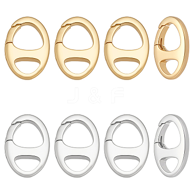 8Pcs 2 Colors Brass Spring Gate Rings FIND-WR0012-25-1