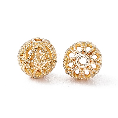 Rack Plating Brass Hollow Beads KK-P219-01B-G-1