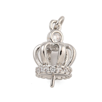 Rack Plating Brass Micro Pave Clear Cubic Zirconia Peg Bails KK-F876-25P-1