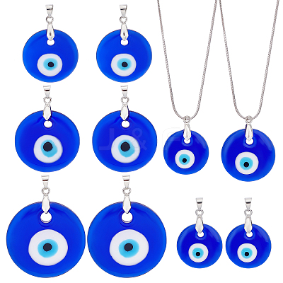 8Pcs 4 Style Handmade Evil Eye Lampwork Pendants LAMP-PH0001-10-1