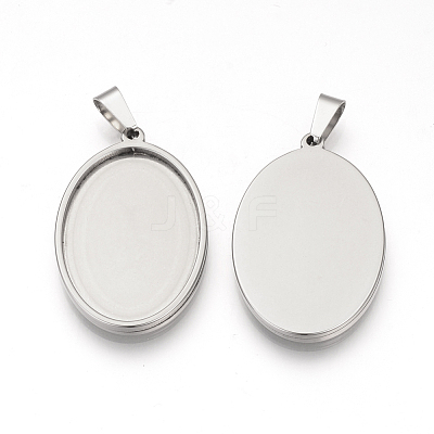Non-Tarnish 304 Stainless Steel Pendant Cabochon Settings X-STAS-S073-10P-1