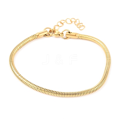 Unisex 304 Stainless Steel Round Snake Chain Bracelets BJEW-H541-02C-G-1