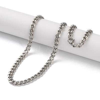 304 Stainless Steel Cuban Link Chain Necklaces for Men NJEW-B117-01D-P-1