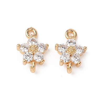 Brass Pave Cubic Zirconia Connector Charms ZIRC-L105-01G-1