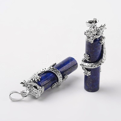 Tube Natural Dyed Lapis Lazuli Pendants G-L455-H10-1