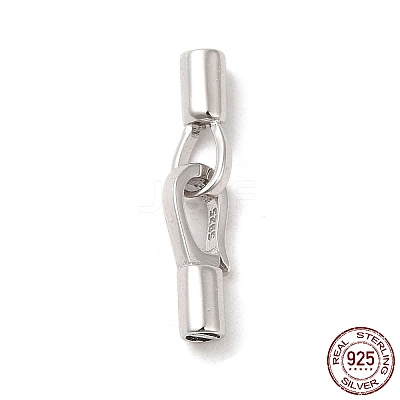 Rhodium Plated 925 Sterling Silver Fold Over Clasps STER-G038-08P-1