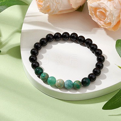 Natural Gemstone Beaded Stretch Bracelets for Women BJEW-TA00536-02-1