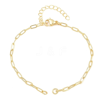 Brass Paperclip Chain Bracelet Making KK-CBADBBF-04G-1