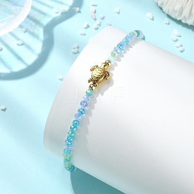 AB Color Plated Glass & 304 Stainless Steel Beaded Stretch Bracelets for Women BJEW-JB13923-1