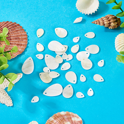 30Pcs 4 Styles Natural White Shell Pendants FIND-TA0004-96-1