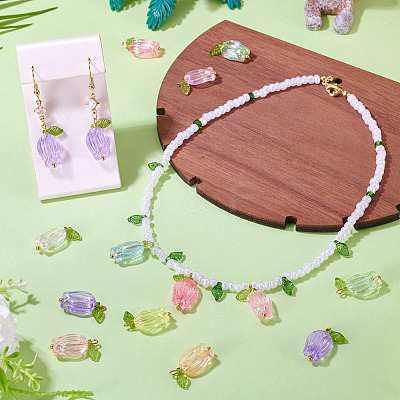 16Pcs 8 Colors Plastic Pendants KY-TA0001-60-1