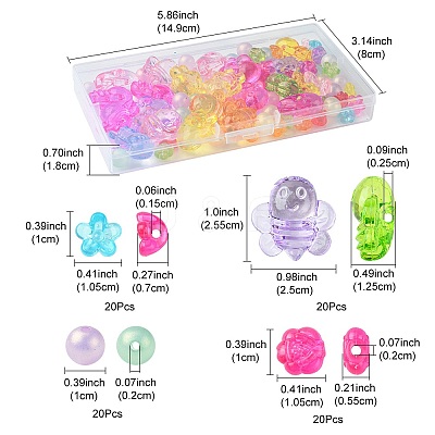 80Pcs 4 Styles Transparent Acrylic Beads MACR-FS0001-61-1