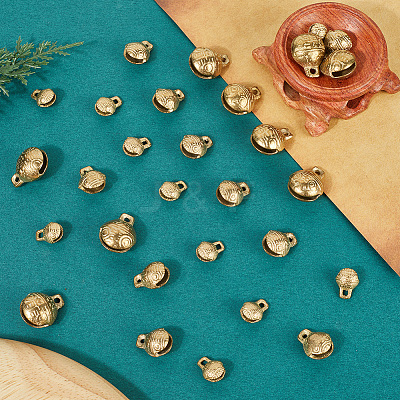 30Pcs 3 Styles Brass Bell Pendants KKB-CN0001-01-1