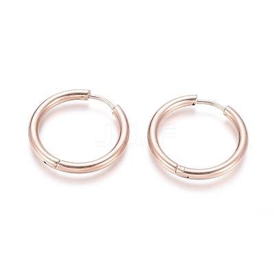 Ion Plating(IP) 304 Stainless Steel Huggie Hoop Earrings EJEW-F111B-23mm-RG-1