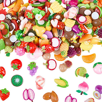 190g Opaque Resin Fruit & Vegetable Adhesive Back Cartoon Stickers RESI-SC0036-50-1