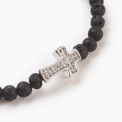 Natural Lava Rock Beads Stretch Bracelets BJEW-JB03823-02-1