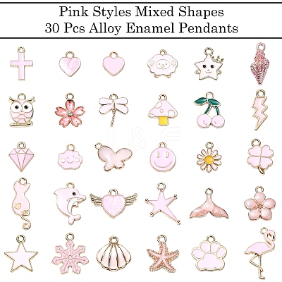 30Pcs 30 Styles Alloy Enamel Pendants ENAM-YW0003-99-1